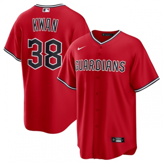 Men's Cleveland Guardians #38 Steven Kwan Red Cool Base Limited Stitched Baseball Jersey - Ujersey