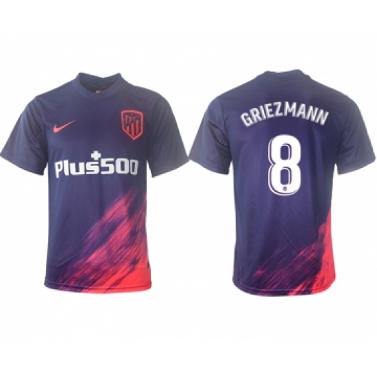 Men 2021-2022 Club Atletico Madrid away aaa version purple 8 Soccer Jersey