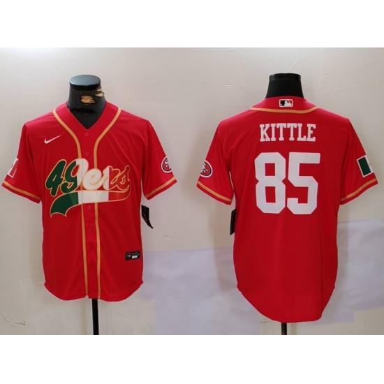 Men's San Francisco 49ers #85 George Kittle Red With Cool Base Stitched Baseball Jerseys - Ujersey