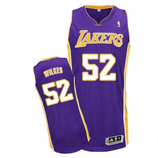 Men's Adidas Los Angeles Lakers #52 Jamaal Wilkes Authentic Purple Road NBA Jersey - Ujersey