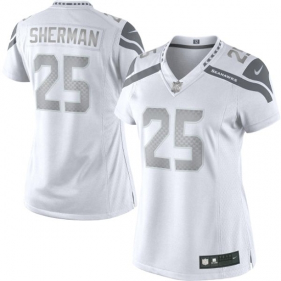 Women's Nike Seattle Seahawks #25 Richard Sherman Limited White Platinum NFL Jersey - Ujersey