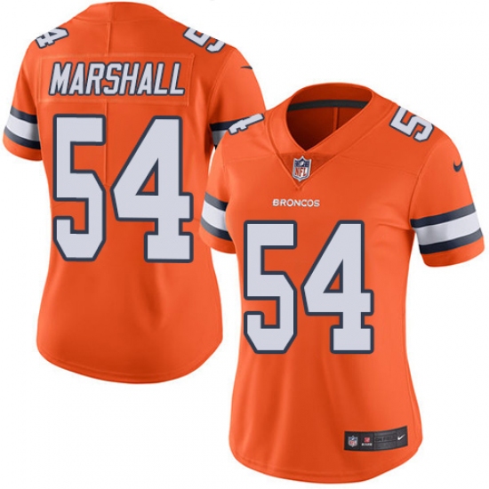 Women's Nike Denver Broncos #54 Brandon Marshall Limited Orange Rush Vapor Untouchable NFL Jersey - Ujersey