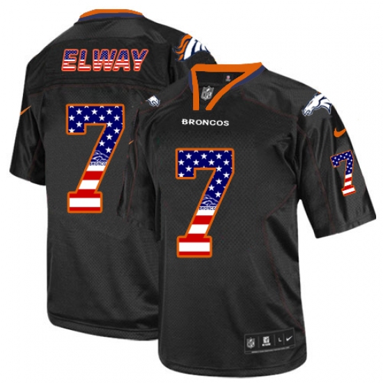 Men's Nike Denver Broncos #7 John Elway Elite Black USA Flag Fashion NFL Jersey - Ujersey