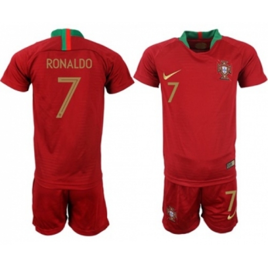 Portugal #7 Ronaldo Home Kid Soccer Country Jersey