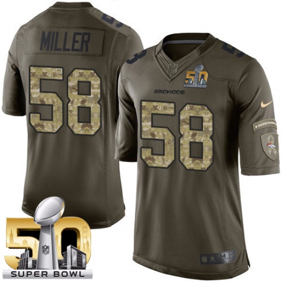 Men's Nike Denver Broncos #58 Von Miller Elite Green Salute to Service Super Bowl 50 Bound NFL Jersey - Ujersey
