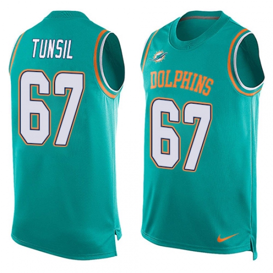 Men's Nike Miami Dolphins #67 Laremy Tunsil Limited Aqua Green Player Name & Number Tank Top NFL Jersey - Ujersey