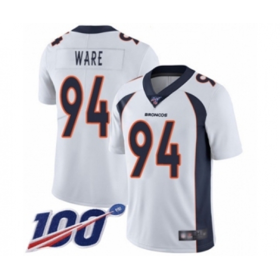 Men's Denver Broncos #94 DeMarcus Ware White Vapor Untouchable Limited Player 100th Season Football Jersey - Ujersey