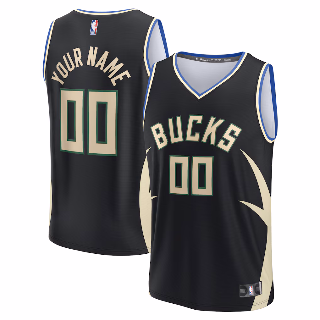 Men's Milwaukee Bucks Fanatics Black Custom Fast Break Jersey - Statement Edition - U-jersey