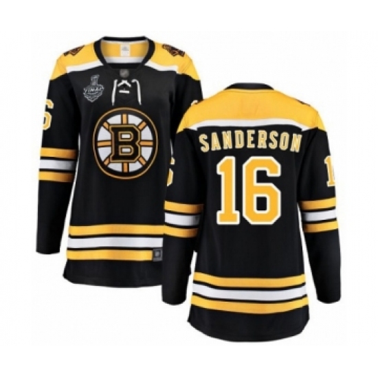 Women's Boston Bruins #16 Derek Sanderson Authentic Black Home Fanatics Branded Breakaway 2019 Stanley Cup Final Bound Hockey Jersey - Ujersey