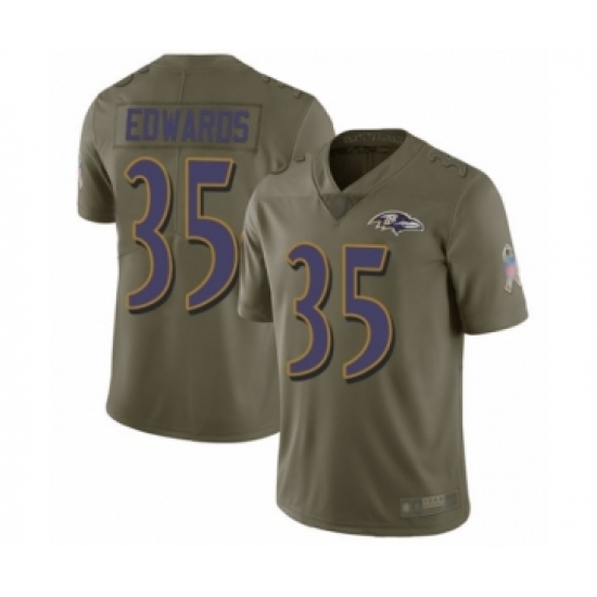 Men's Baltimore Ravens #35 Gus Edwards Limited Olive 2017 Salute to Service Football Jersey - Ujersey