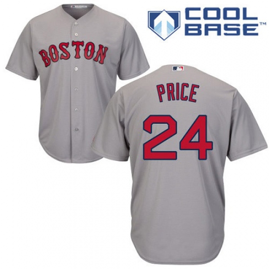 Youth Majestic Boston Red Sox #24 David Price Authentic Grey Road Cool Base MLB Jersey - Ujersey