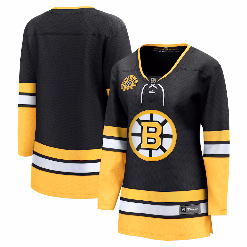 Women's Boston Bruins Fanatics Black Alternate 100th Anniversary Breakaway Jersey - ujerseystore