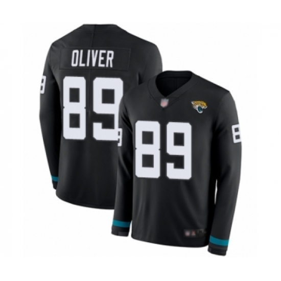 Men's Jacksonville Jaguars #89 Josh Oliver Limited Black Therma Long Sleeve Football Jersey - Ujersey
