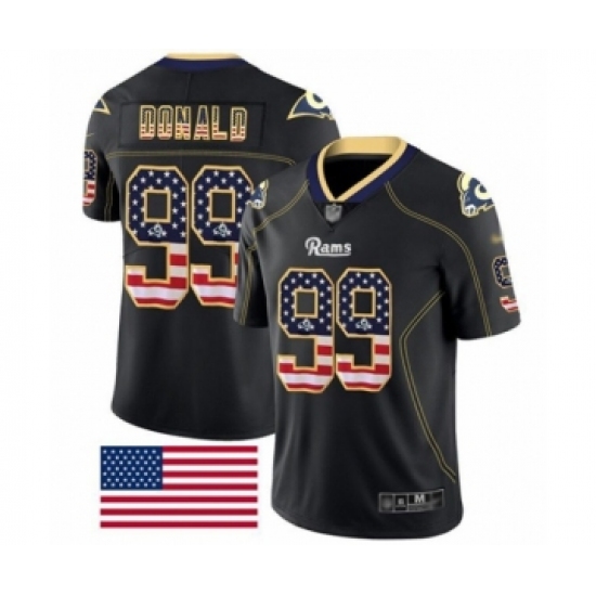 Men's Los Angeles Rams #99 Aaron Donald Limited Black Rush USA Flag Football Jersey - Ujersey