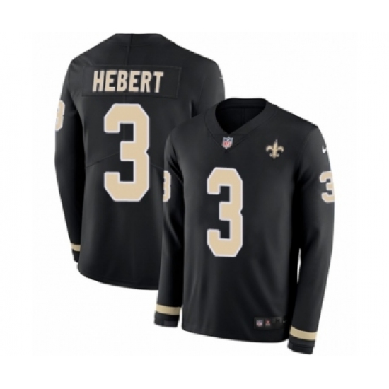 Men's Nike New Orleans Saints #3 Bobby Hebert Limited Black Therma Long Sleeve NFL Jersey - Ujersey