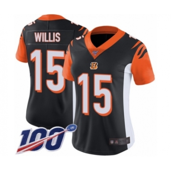 Women's Cincinnati Bengals #15 Damion Willis Black Team Color Vapor Untouchable Limited Player 100th Season Football Jersey - Ujersey
