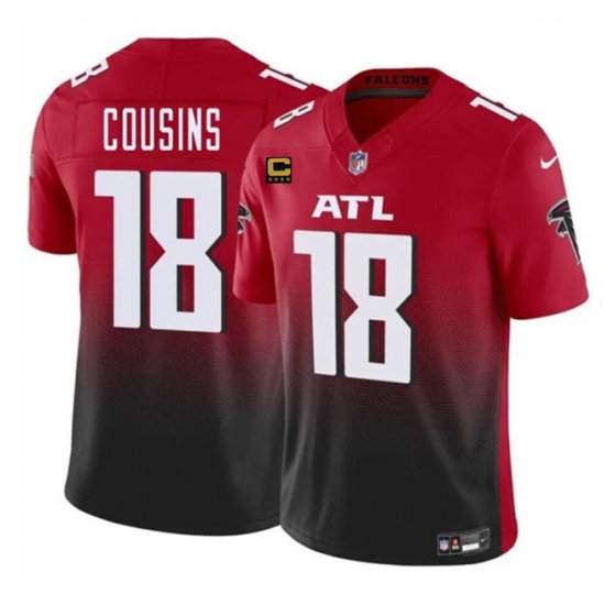 Men's Atlanta Falcons #18 Kirk Cousins Red Black 2024 F.U.S.E With 4-Star C Vapor Untouchable Limited Stitched Football Jersey