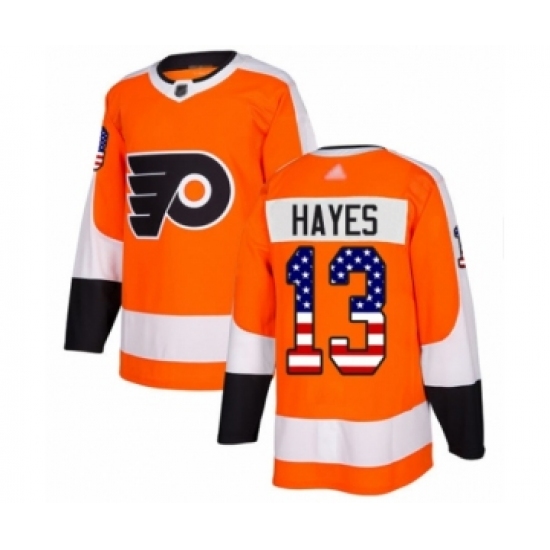 Youth Philadelphia Flyers #13 Kevin Hayes Authentic Orange USA Flag Fashion Hockey Jersey - Ujersey