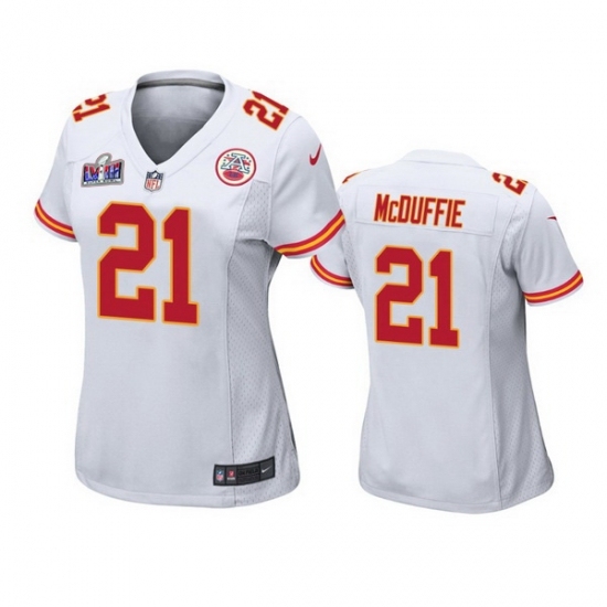 Women's Kansas City Chiefs #21 Trent McDuffie White 2023 F U S E Vapor Untouchable Limited Stitched 2024 Super Bowl LVIII Jersey - Ujersey