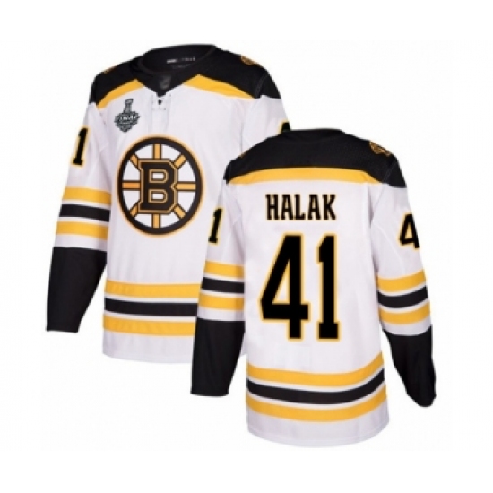 Men's Boston Bruins #41 Jaroslav Halak Authentic White Away 2019 Stanley Cup Final Bound Hockey Jersey - Ujersey