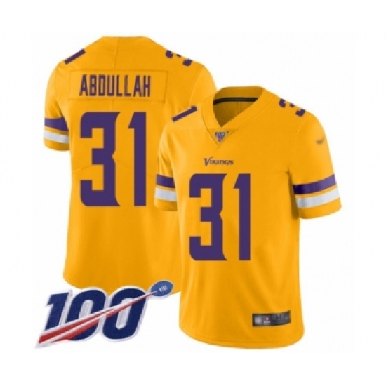 Men's Minnesota Vikings #31 Ameer Abdullah Limited Gold Inverted Legend 100th Season Football Jersey - Ujersey
