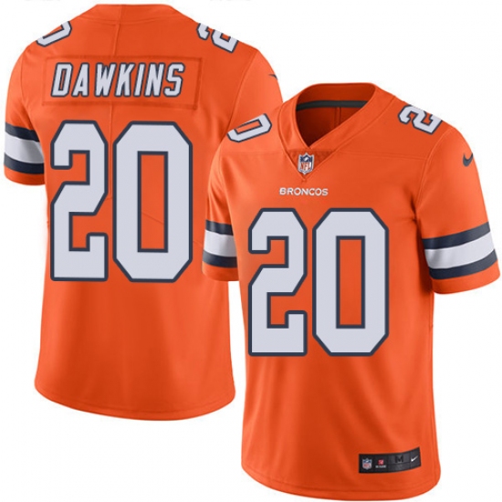 Men's Nike Denver Broncos #20 Brian Dawkins Limited Orange Rush Vapor Untouchable NFL Jersey - Ujersey