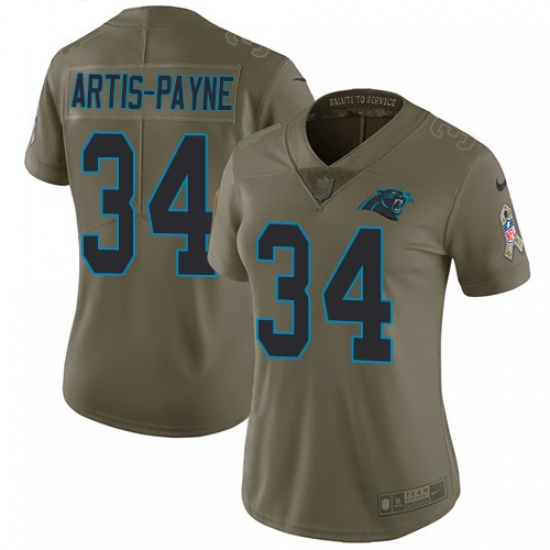 Women's Nike Carolina Panthers #34 Cameron Artis-Payne Limited Olive 2017 Salute to Service NFL Jersey - Ujersey