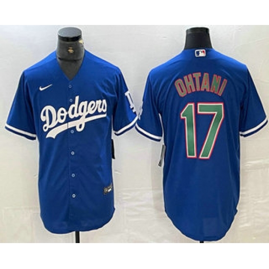 Men's Los Angeles Dodgers #17 Shohei Ohtani Blue Green Stitched Cool Base Nike Jerseys - Ujersey