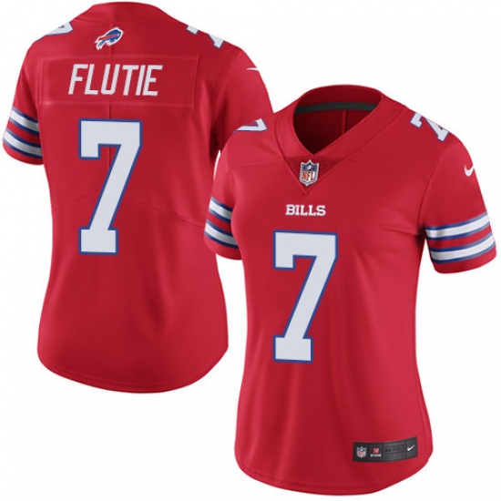 Women's Nike Buffalo Bills #7 Doug Flutie Limited Red Rush Vapor Untouchable NFL Jersey - Ujersey