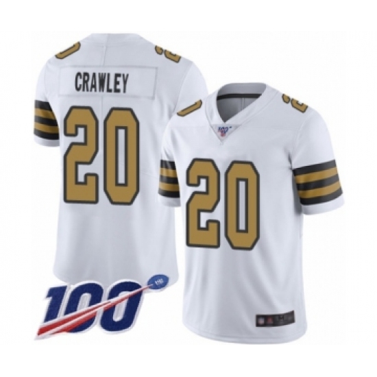 Men's New Orleans Saints #20 Ken Crawley Limited White Rush Vapor Untouchable 100th Season Football Jersey - Ujersey