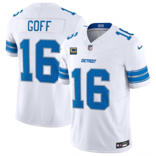 Men's Detroit Lions #16 Jared Goff White 2024 F.U.S.E. With 4-Star C Vapor Limited Stitched Jersey - Ujersey