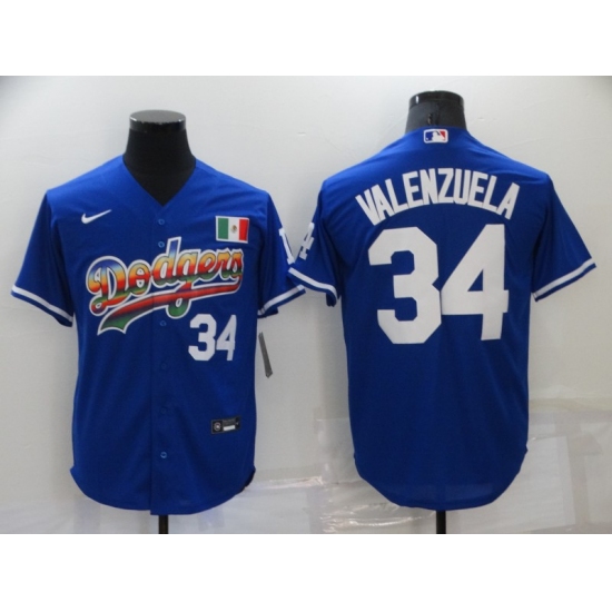 Men's Los Angeles Dodgers #34 Fernando Valenzuela Blue Authentic Jersey - Ujersey
