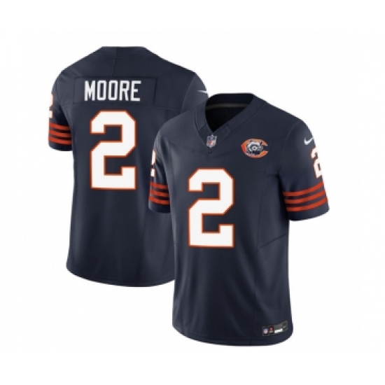 Men's Chicago Bears #2 DJ Moore Navy 2023 F.U.S.E. Throwback Limited Football Stitched Game Jersey - Ujersey