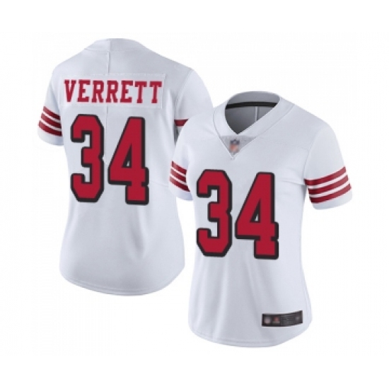 Women's San Francisco 49ers #34 Jason Verrett Limited White Rush Vapor Untouchable Football Jersey - Ujersey