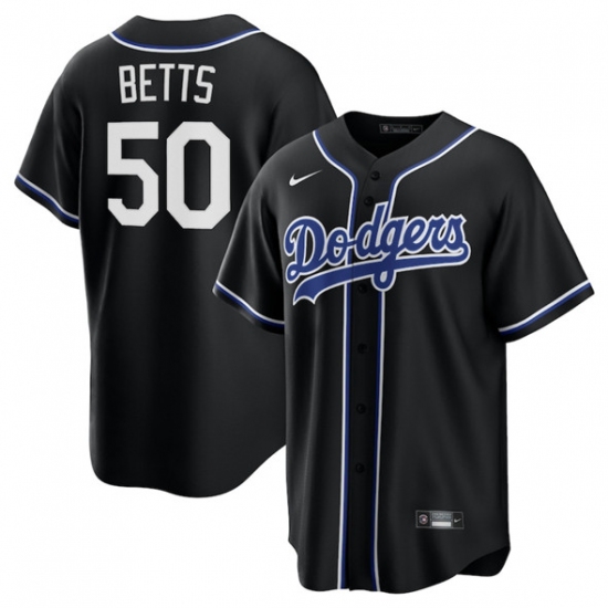 Men's Los Angeles Dodgers #50 Mookie Betts Black Lights Out Limited Stitched Baseball Jersey - Ujersey