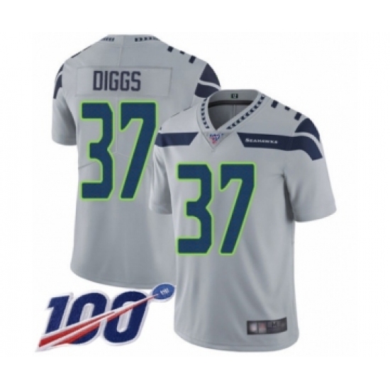 Men's Seattle Seahawks #37 Quandre Diggs Grey Alternate Vapor Untouchable Limited Player 100th Season Football Jersey - Ujersey
