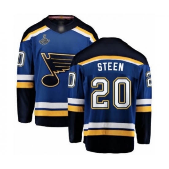 Men's St. Louis Blues #20 Alexander Steen Fanatics Branded Royal Blue Home Breakaway 2019 Stanley Cup Champions Hockey Jersey - Ujersey