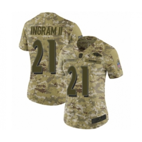 Women's Baltimore Ravens #21 Mark Ingram II Limited Camo 2018 Salute to Service Football Jersey - Ujersey