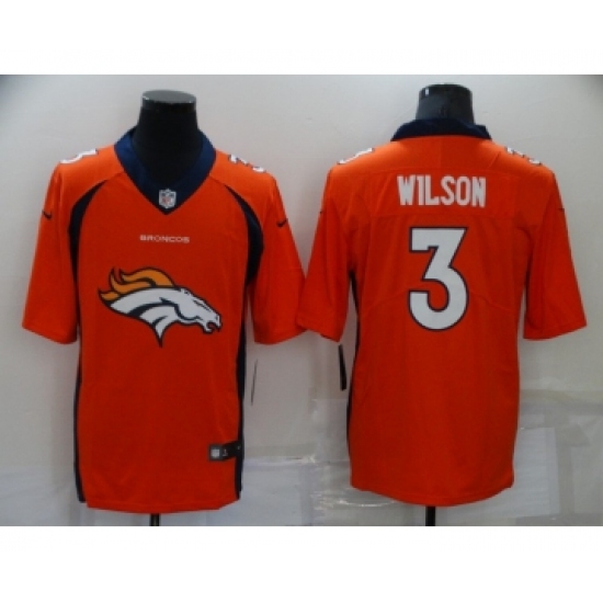 Men's Denver Broncos #3 Russell Wilson Orange Big Logo Number Vapor Untouchable Stitched NFL Nike Fashion Limited Jersey - Ujersey