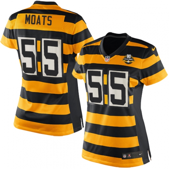 Women's Nike Pittsburgh Steelers #55 Arthur Moats Game Yellow/Black Alternate 80TH Anniversary Throwback NFL Jersey - Ujersey