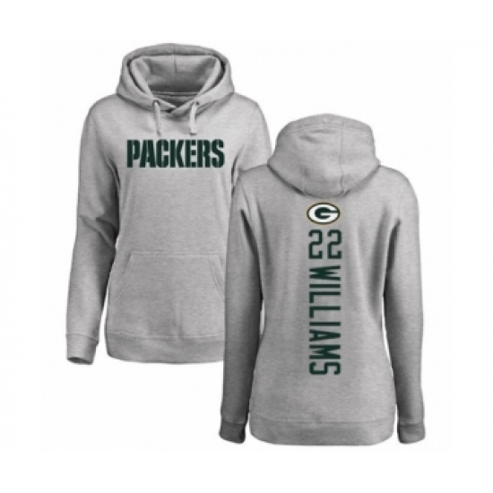 Football Women's Green Bay Packers #22 Dexter Williams Ash Backer Hoodie - Ujersey