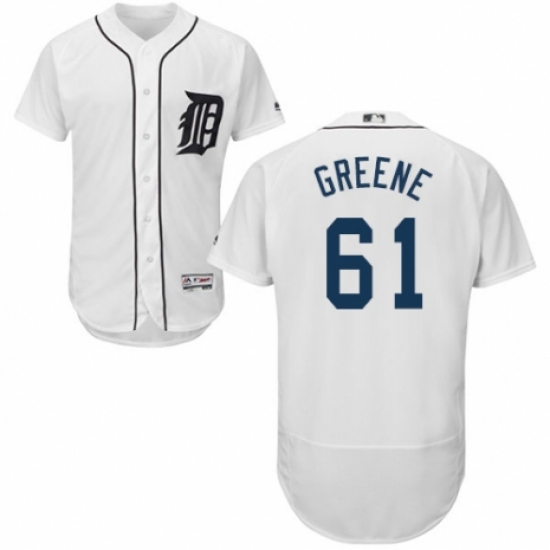 Men's Majestic Detroit Tigers #61 Shane Greene White Home Flex Base Authentic Collection MLB Jersey - Ujersey