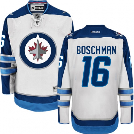 Youth Reebok Winnipeg Jets #16 Laurie Boschman Authentic White Away NHL Jersey - Ujersey