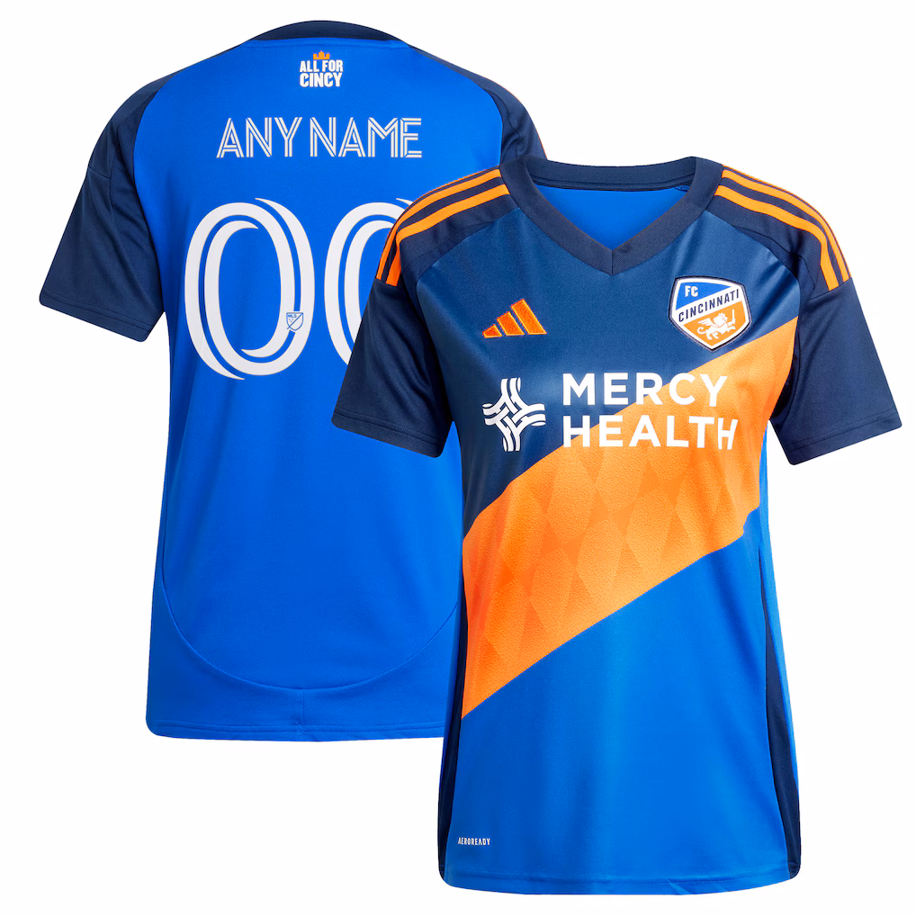 Women's FC Cincinnati adidas Blue 2025 Orange and Blue Legacy Kit Replica Custom Jersey - Ujersey NHL