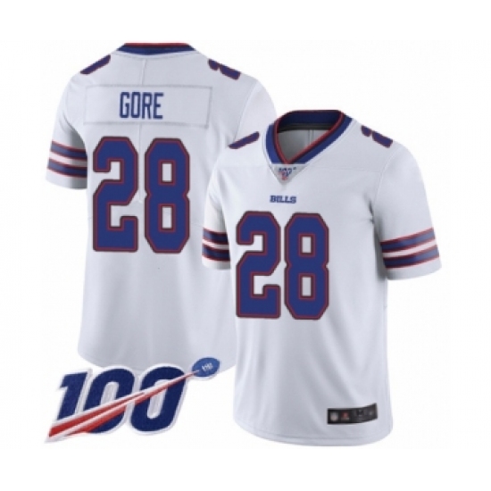 Men's Buffalo Bills #28 Frank Gore White Vapor Untouchable Limited Player 100th Season Football Jersey - Ujersey