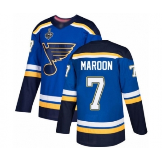 Men's St. Louis Blues #7 Patrick Maroon Authentic Royal Blue Home 2019 Stanley Cup Final Bound Hockey Jersey - Ujersey