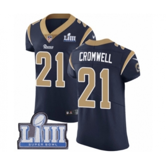 Men's Nike Los Angeles Rams #21 Nolan Cromwell Navy Blue Team Color Vapor Untouchable Elite Player Super Bowl LIII Bound NFL Jersey - Ujersey