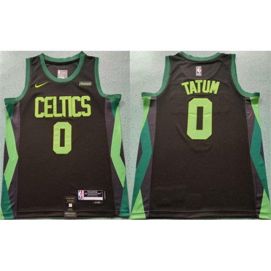 Men's Boston Celtics #0 Jayson Tatum Black 2024-25 City Edition Statement Edition Stitched Basketball Jersey - Ujersey