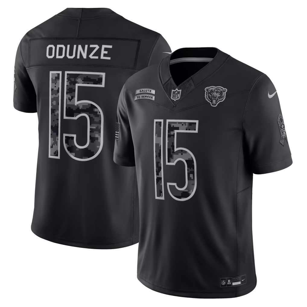 Men's Chicago Bears Rome Odunze Nike Black 2026 Salute to Service Stitched Limited Jersey - U-jersey