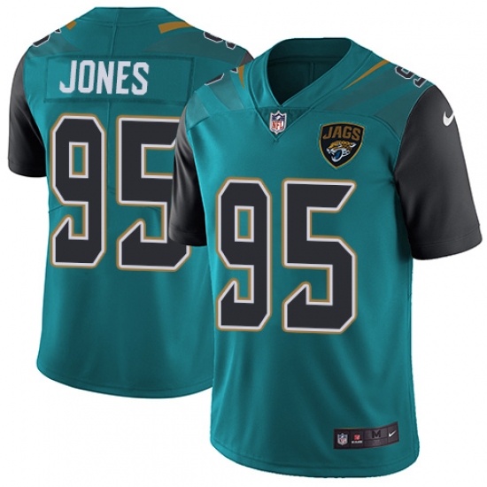 Men's Nike Jacksonville Jaguars #95 Abry Jones Teal Green Team Color Vapor Untouchable Limited Player NFL Jersey - Ujersey